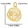 Golden hollow rose flower pendant charm in stainless steel with dimension and weight details - Rose / Gold