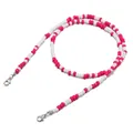 Close-up of pink and white beaded lanyard with metallic lobster clasps for eyewear - Pink and White Mixed