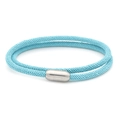 Close-up of light blue braided rope texture and silver magnetic metal clasp detail - Sky Blue