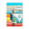 Retro beach theme metal tin sign featuring a colorful artistic vintage bus collage design - 11540(35) / 20*30cm