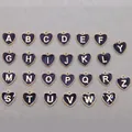 26-piece set of heart-shaped alloy alphabet charms with gold plating and blue enamel fill - Heart Alphabet Set (DY147) / Set of 26 / Style 13 Heart Black