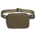 Waterproof military green nylon waist bag with adjustable strap for sports and running - Dark Khaki