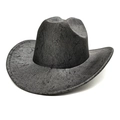 Detailweergave van de marmeren textuur en verouderde afwerking op een zwarte cowboyhoed - M(56-58cm) / Zwart
