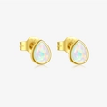 S925 sterling silver drop earrings with golden finish and iridescent opal inlay - 18k Gold-MME1027-Teardrop Opal