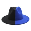 Détail du chapeau Fedora en feutre de laine de qualité avec design bicolore noir et bleu - M (56-58cm) / Noir+Bleu Roi