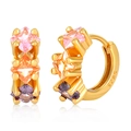Orecchini a cerchio in argento S925 dorato con tre zirconi quadrati colorati incastonati - Oro