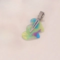 Detailed close-up of iridescent heart-shaped acetate hair clip with metal fastener - Heart 1# M8135
