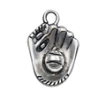 Alloy baseball glove and ball pendant with loop for DIY jewelry and sports necklaces - Baseball Glove