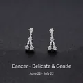 999 Sterling silver Cancer zodiac stud earrings featuring sparkling zircon stone inlay - Cancer