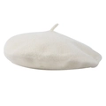 Classic cream white Japanese style beret made of soft wool blend fabric for women - White