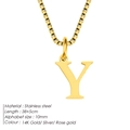 Minimalist stainless steel box chain necklace with polished 14K gold letter Y pendant - Letter Y / Gold
