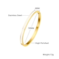Polished gold stainless steel bangle with white enamel inlay, 4mm width, 58mm inner diameter - Minimalist Style (B101) / 4mm / Gold + White