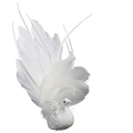 Décoration de Noël paon blanc étincelant avec paillettes, strass et plumes véritables - Nouveau Style 2 (Blanc)