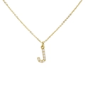 Classic 18k gold plated brass necklace featuring letter J pendant with faux pearls - Letter J