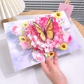 3D greeting card featuring butterfly and colorful paper flowers in a lush garden design - Butterfly & Blooming Flowers