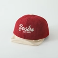 Detail of Boston EST 1987 embroidery on a two-tone corduroy kids baseball cap - 50cm (1-3 Years) / Boston Style / Burgundy
