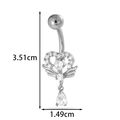 Silver steel belly button ring with zircon wings and drop pendant, 3.51cm height - Wings Heart - Silver (0198-5#银)