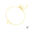 Minimalist 18K gold plated chain bracelet with a polished letter C initial pendant - Letter C
