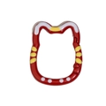 Cat-shaped spring clasp in red and yellow painted metal for DIY keychain accessories - Red