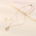 Parure de bijoux en acier inoxydable rose doré avec collier et boucles d'oreilles chat - Collier Boucles d'Oreilles Ensemble 2 Pièces / Or rose