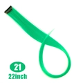 22-inch long synthetic hair extension clip in vibrant green with black BB clip - Green (21)