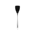 Black silicone turner spatula with stainless steel hollow handle and hanging loop - Small Turner / Black