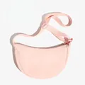 Pink crescent nylon crossbody bag with adjustable strap and secure zipper closure - Water Pink