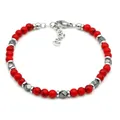 Bohemian style beaded bracelet for men featuring red turquoise and hematite stone beads - Red Turquoise Style (B076)