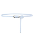 Slim light blue leather waist belt with gold oval buckle and knotted stylish design - Sky Blue