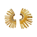Detail von 18k vergoldeten Vintage-Sonnenohrringen mit funkelndem Zirkonia-Besatz - Gold