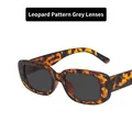 Retro small square leopard print sunglasses with grey lenses for a stylish look - Leopard Grey Lens