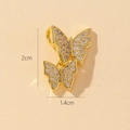 Detailed size view of a gold double butterfly pendant with rhinestones 2cm x 1.4cm - R-Rhinestone Double Butterfly (2x1.4cm)