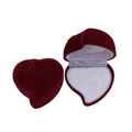 Deep wine red heart shaped jewelry box with velvet rose texture and white lining - 6*6*4CM / Wine Red (White Interior)