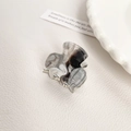 Small acrylic hair claw clip with black and white ink marble texture and metal spring - Style R (3.2CM/Black White Grey Marble)