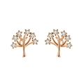 Elegant rose gold Tree of Life stud earrings with sparkling cubic zirconia on white background - Rose Gold