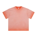 Coral orange faded vintage wash t-shirt with digital print and drop shoulder silhouette - S / T-Shirt - Washed Pomelo Red
