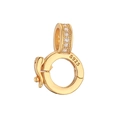 S925 Sterling Silber vergoldeter Schmuckverschluss mit Zirkonia und rundem Anhänger - Gold
