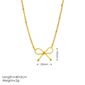 Vista dettagliata della collana con fiocco dorato con dimensioni del ciondolo e catena - Collana Oro