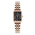 Elegant GEDI women's rectangular watch in rose gold finish with black Roman dial - Rose Gold Black Face
