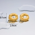 Exaggerated 18K gold plated titanium steel hoop earrings with hammered texture - Wrinkle Style 3 - Gold