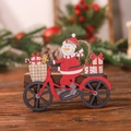 Handgefertigter Schneemann auf Fahrrad Holzanhänger mit Geschenkdetails für den Weihnachtsbaum - Schneemann auf dem Fahrrad Stil (P-Z91)