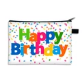 White Happy Birthday large coin purse with colorful confetti and black zipper pouch - White Colorful Confetti (36)