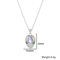 Détail du pendentif goutte avec améthyste violette et pierres de zircon vert - Collier Argenté Design Tête de Serpent (8918)