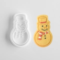 White snowman cookie cutter set with decorated colorful gingerbread icing biscuits - Snowman B