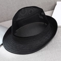 Classic black summer fedora hat with breathable mesh weave for sun protection - M Standard 58cm / Black