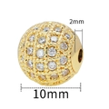 10mm golden sphere bead with micro-pave clear cubic zirconia for DIY jewelry making - 10mm-White Zirconia-Gold
