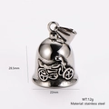 Vintage stainless steel motorcycle bell pendant with embossed design and specifications - Steel (No Chain)