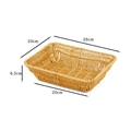Rectangle woven imitation rattan fruit basket measuring 26cm by 20cm in light wood color - Rectangular Yellow Medium