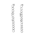 Silver long chain tassel earrings featuring LOVE letter charms in a minimalist metal design - Steel Color (KE99347-KLX)