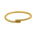 Minimalist gold-tone titanium steel spring layered bangle with smooth round end caps - Ordinary Band 1-Layer / Gold